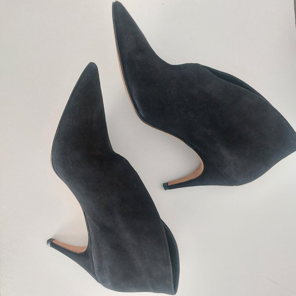 Derek Lam Ankle Boots 8 Black Suede Pointy Toe Heels Italian Cool Girl Designer - Picture 11 of 16